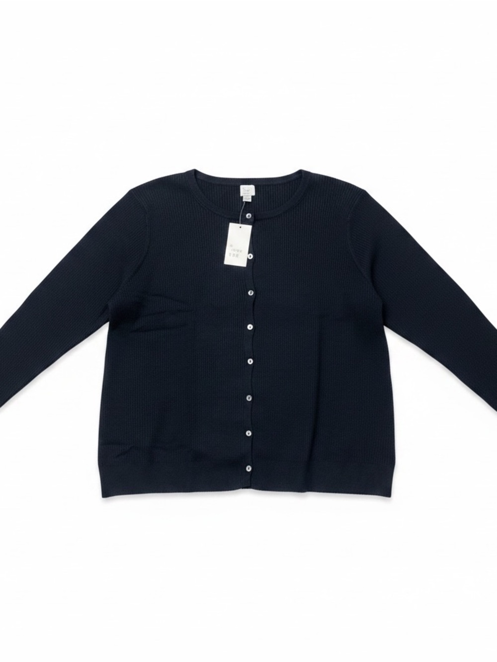 A New Day Women's Black Button-Front Crewneck Cardigan